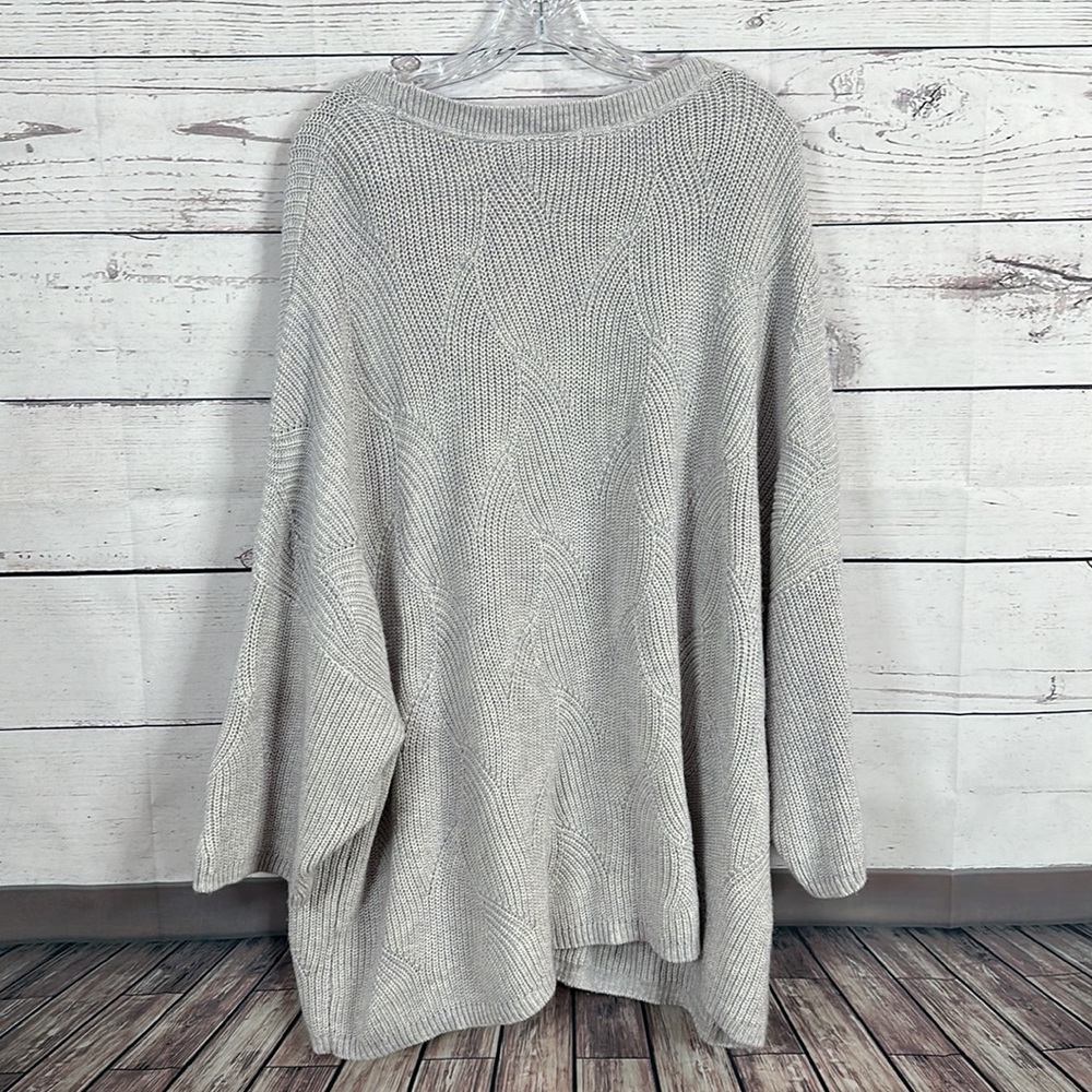 J Jill Womens Sweater Plus Size 4X Blue Gray 3/4 Sleeve knit pop over round neck - Picture 7 of 11